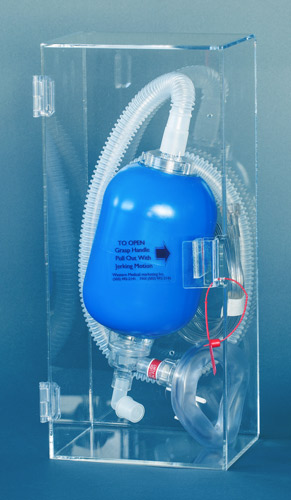 Protective acrylic containers for resuscitation equipment and ppe
